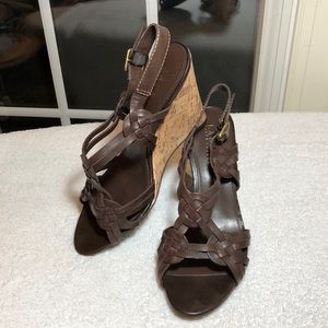Barely Worn! Ralph Lauren Brown Leather Wedge Sandals